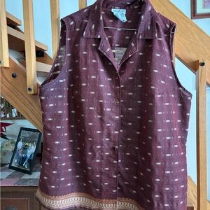 White Stag Sleeveless Brown Patterned Women's Top cotton 18W/20W.